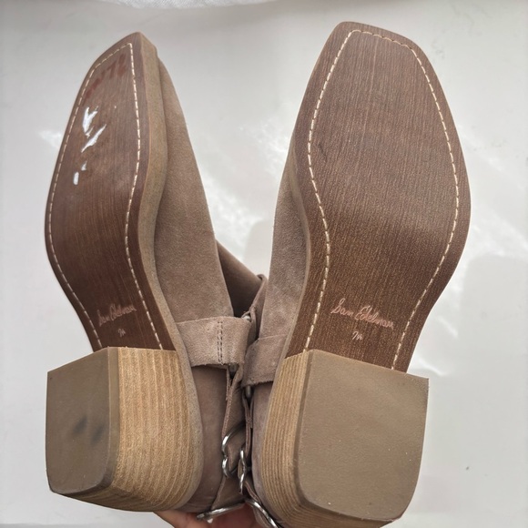Sam Edelman Bellamie Western Harness Cowgirl Ankle Boots Deep Taupe 7.5M - Picture 6 of 7
